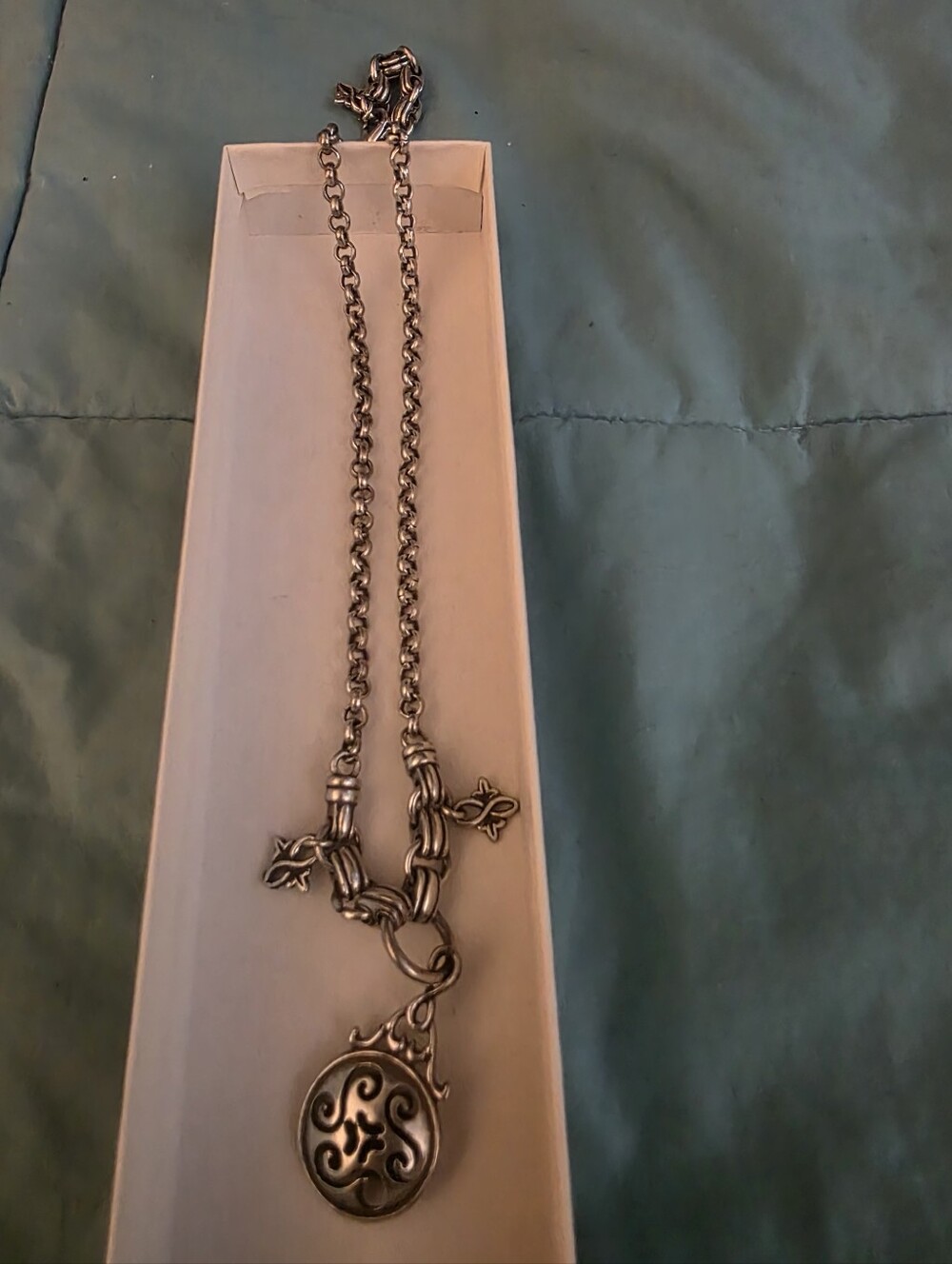 Brighton Artisan Scroll Pendant Sterling Silver Plated Necklace 28"